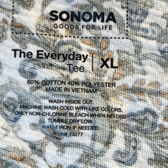 Sonoma top V-neck white with green and yellow floral print size XL - Picture 7 of 10